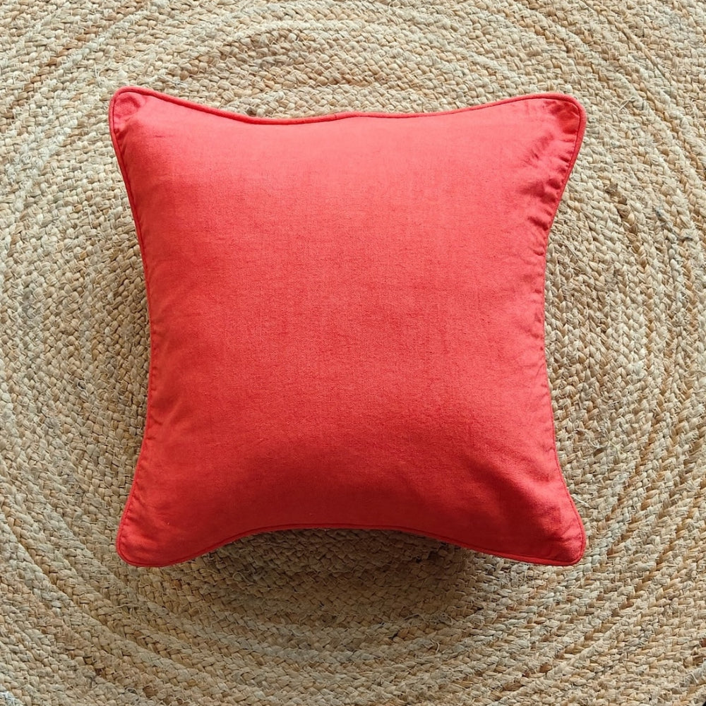 Solid Reversible Coral Sand  Cotton Cushion Cover Size 16"x16" Set of 2
