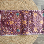 Decorative Carpet Design Print Wine Velvet Table Runner 6 Seater Size 14"x72"