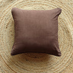 Solid Reversible Mocha Brown Cotton Cushion Cover Size 16"x16" Set of 2