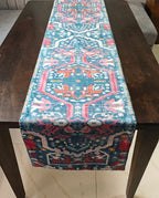 Decorative Carpet Design Printed Bright Blue Velvet Table Runner 6 Seater Size 14"x72"