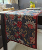 Decorative Floral Blossom Printed Denim Blue Velvet Table Runner 6 Seater Size 14" x 72"
