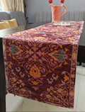 Decorative Carpet Design Print Wine Velvet Table Runner 6 Seater Size 14"x72"