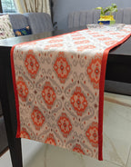 Heritage Ikat Design Printed Coral Polyester Canvas Table Runner Size 13"x72"