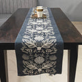 Moonlight Decorative Grey White Floral Embroidery Cotton Table Runner 6 Seater Size 14 x 72 inch