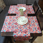 Sanganeri Allure Printed Pink And Blue Cotton Table Runner 6 Seater Size 13"X72"