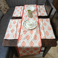 Heritage Ikat Design Printed Coral Polyester Canvas Table Runner Size 13"x72"