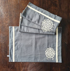 Moonlight Decorative Grey White Floral Embroidery Cotton Table Runner 6 Seater Size 14" x 72"