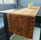 Decorative Design Printed Dull Mustard Polyester Table Runner 6 Seater Size 14"X72"