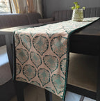 Pan Magic Printed Cream Green Polyester Canvas Table Runner 4 Seater Size 13"x72"