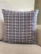 Classic Dobby Checks Yarn Dyed Blue Cotton Cushion Cover Size 16"x16"