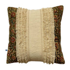 Kalamkari Edges Fringes Mix and Match Designer Cream Cotton Slub Cushion Cover Size 16"x16" Set of 2