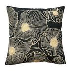 Hand Embroirdery Monochrome Floral Bloom Grey Cotton Cushion Cover Size 16"x16"