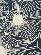 Hand Embroirdery Monochrome Floral Bloom Grey Cotton Cushion Cover Size 16"x16"