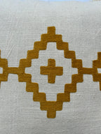Hand Embroidery Aztec Boho Cream Cotton Slub Cushion Cover Size 16"x16"
