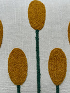 Hand Embroidery Sunbeam Bloom Cream Cotton Slub Cushion Cover Size 16"x16"
