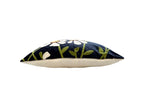 Hand Embroidery White Flower Glow Navy Blue Silk Velvet Cushion Cover Size 16"x16" Set of 2