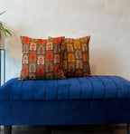 Classy Mughal Floral Design Printed Khadi Silk Cushion Cover - 16''x16" Size