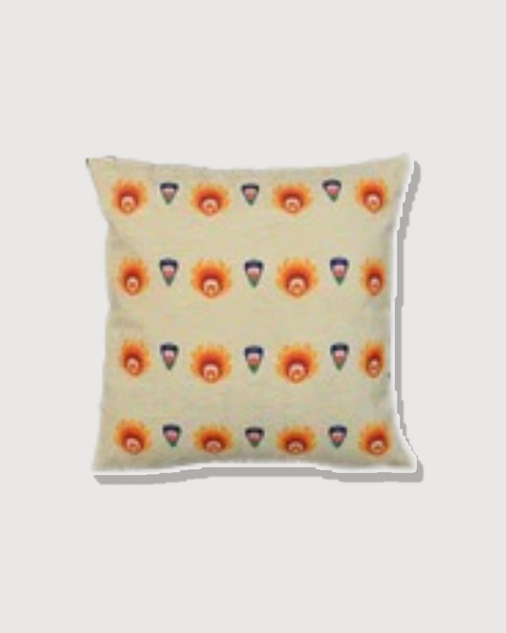 Decorative Polska Buti Print Art Silk Chenille Weave Cream Cushion Cover Size 16"x16" Set of
