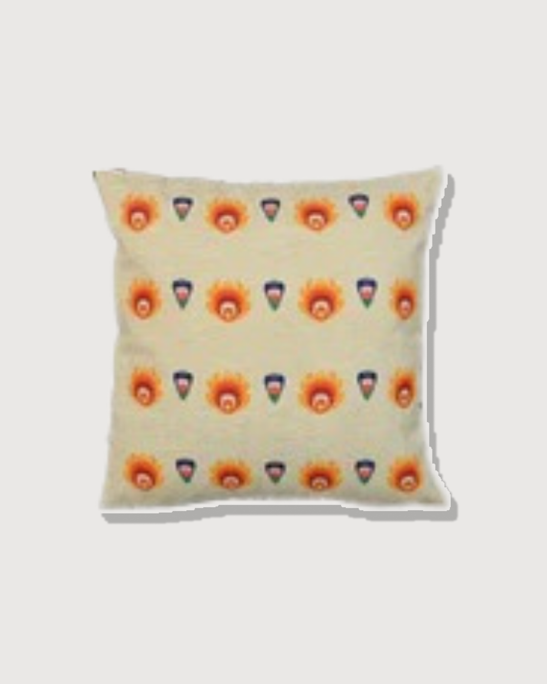 Decorative Polska Buti Print Art Silk Chenille Weave Cream Cushion Cover Size 16"x16" Set of