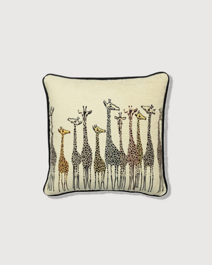 Giraffe Print Art Silk Chenille Weave Cream Cushion Cover Size 16"x16"