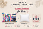 Abstract Printed Multicolour Polycanvas Lumbar Cushion Cover with filler 12 x 18 inch