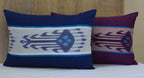 Heritage Ikat Blue Cotton Lumbar Cushion Cover with filler 12 x 18 inch