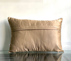 Handcrafted Decorative Cord Embroidered Cream Art Silk Lumbar Cushion Cover with filler 12 x 18 inch