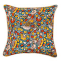 Kalamkari Floral Design Green Colour Cotton Cushion Cover Size 16"x16"