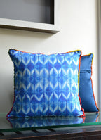 Tie Dye Pattern Indigo Blue Colour Cotton Cushion Cover - 16"x16" Size