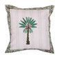 Hand Block Print Palm Tree Decorative Stitch Cotton Cushion Cover Size 16"x16"