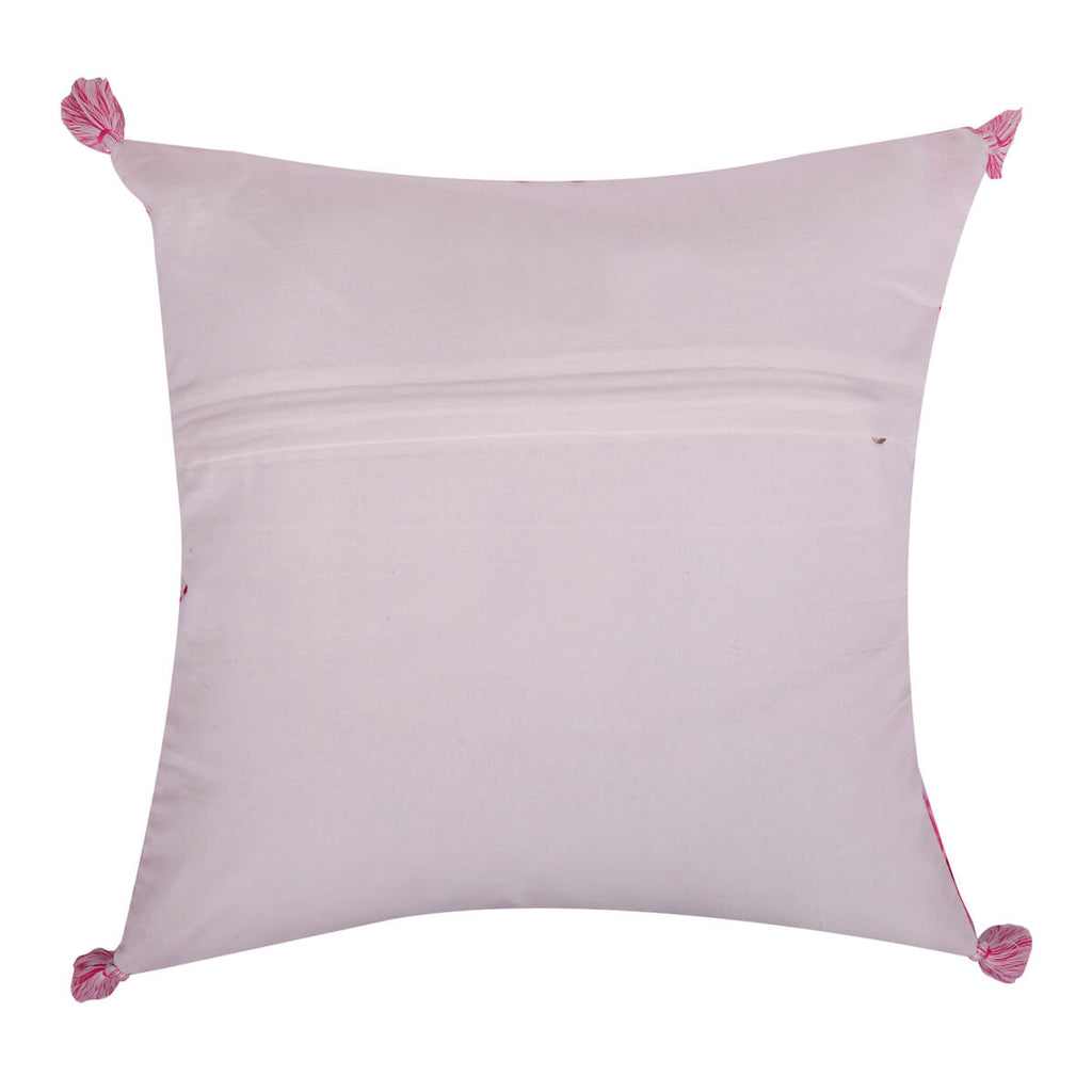 Handcrafted Tie Dye Pattern Pink Colour Cotton Cushion Cover Size- 16"x16"