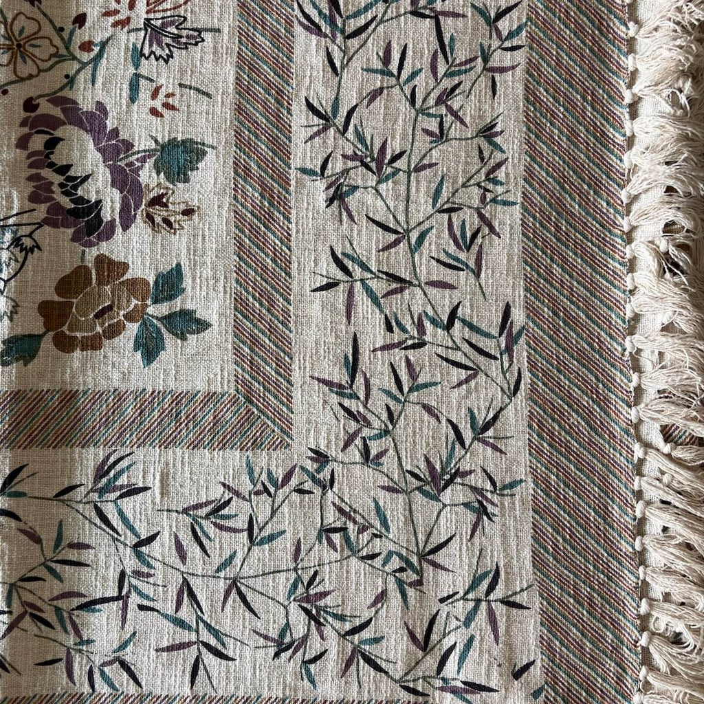 Madhuban Jaal Jaipur - Hand Block - Printed - 100% Cotton -  Bed Cover- King Size  Offwhite-Multicolour 90"x108"