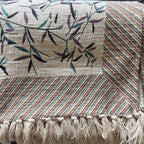 Madhuban Jaal Jaipur - Hand Block - Printed - 100% Cotton -  Bed Cover- King Size  Offwhite-Multicolour 90"x108"