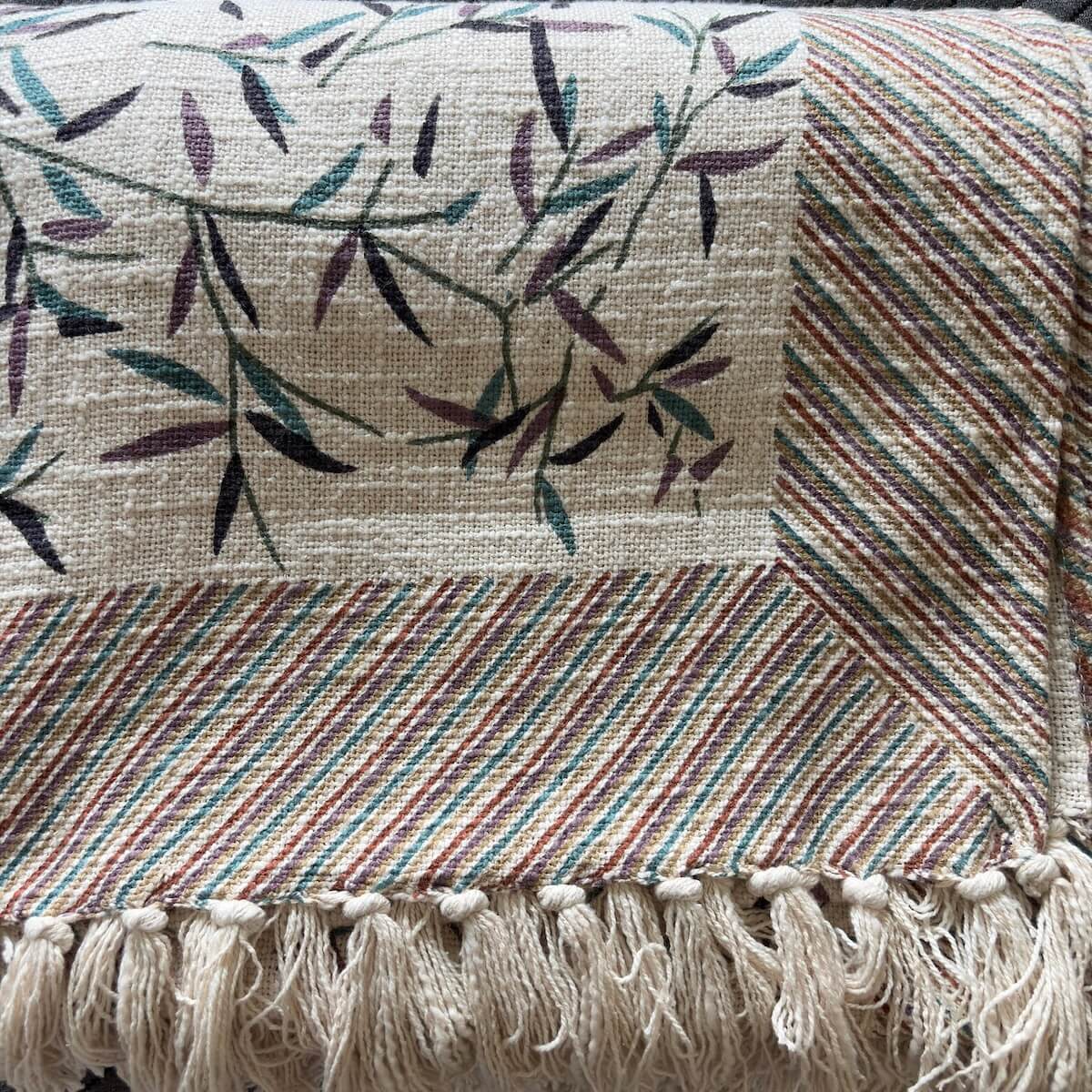 Madhuban Jaal Jaipur - Hand Block - Printed - 100% Cotton -  Bed Cover- King Size  Offwhite-Multicolour 90"x108"
