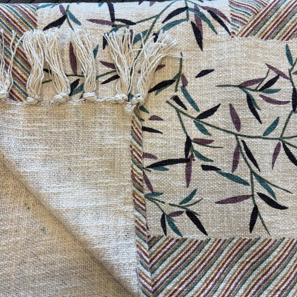Madhuban Jaal Jaipur - Hand Block - Printed - 100% Cotton -  Bed Cover- King Size  Offwhite-Multicolour 90"x108"