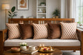 Heritage Motif Blossom Mocha Velvet Cushion Cover Brown Set of 5 16 x 16 inch
