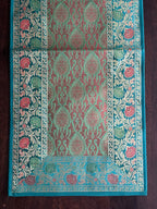 Mughal Bloom Brocade Traditional Festive Green Table Runner 14"x60"