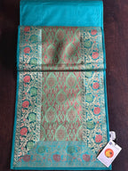 Mughal Bloom Brocade Traditional Festive Green Table Runner 14"x60"