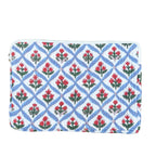 Mughal Meadow  Block Print Quilted  Cotton Laptop Sleeve with Front Pocket Blue 10"x15"