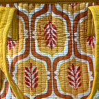 Mustard Leaf Quilted Cotton Lunch Bag size 12 x 12 inch