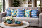 Jaipur Tie-Dye Printed PompomCotton Cushion Cover Blue Neon Set of 5 16 x 16 inch