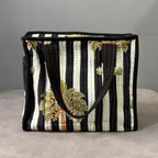 Palm Stripes Quilted Cotton Lunch Bag size 12 x 12 inch