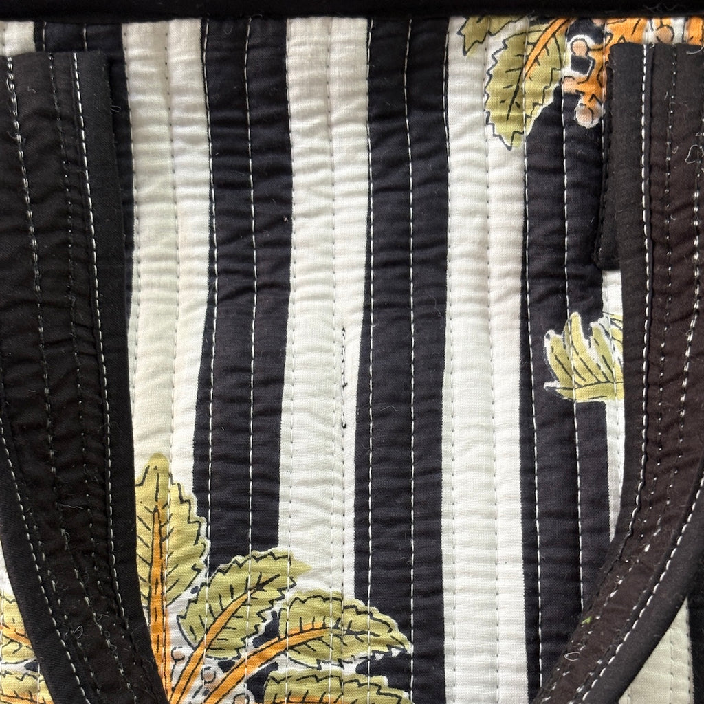 Palm Stripes Quilted Cotton Lunch Bag size 12 x 12 inch