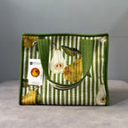 Pear Stripes Quilted Cotton Lunch Bag size 12 x 12 inch
