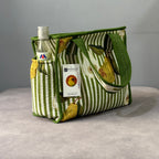 Pear Stripes Quilted Cotton Lunch Bag size 12 x 12 inch