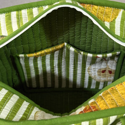 Pear Stripes Quilted Cotton Lunch Bag