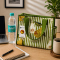 Pear Stripes Quilted Cotton Lunch Bag size 12 x 12 inch