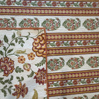 Phool Baari Jaipur-Block Printed- 100% Cotton -  Bed Cover-Quilt-King Size White-Rust 90"x108"