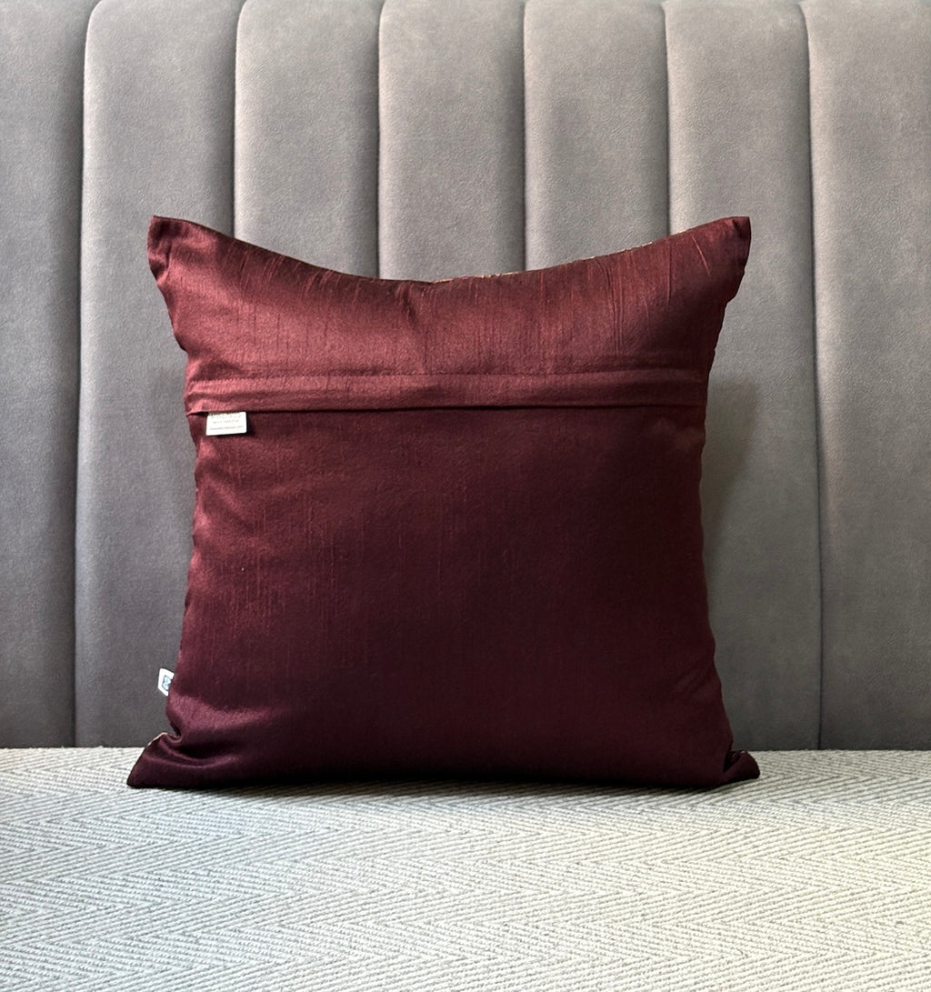 Rajwada Resham  Purple-Wine- Banarasi Brocade- Cushion Cover Set of 2- 16"x16"