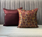 Rajwada Resham  Purple-Wine- Banarasi Brocade- Cushion Cover Set of 2- 16"x16"